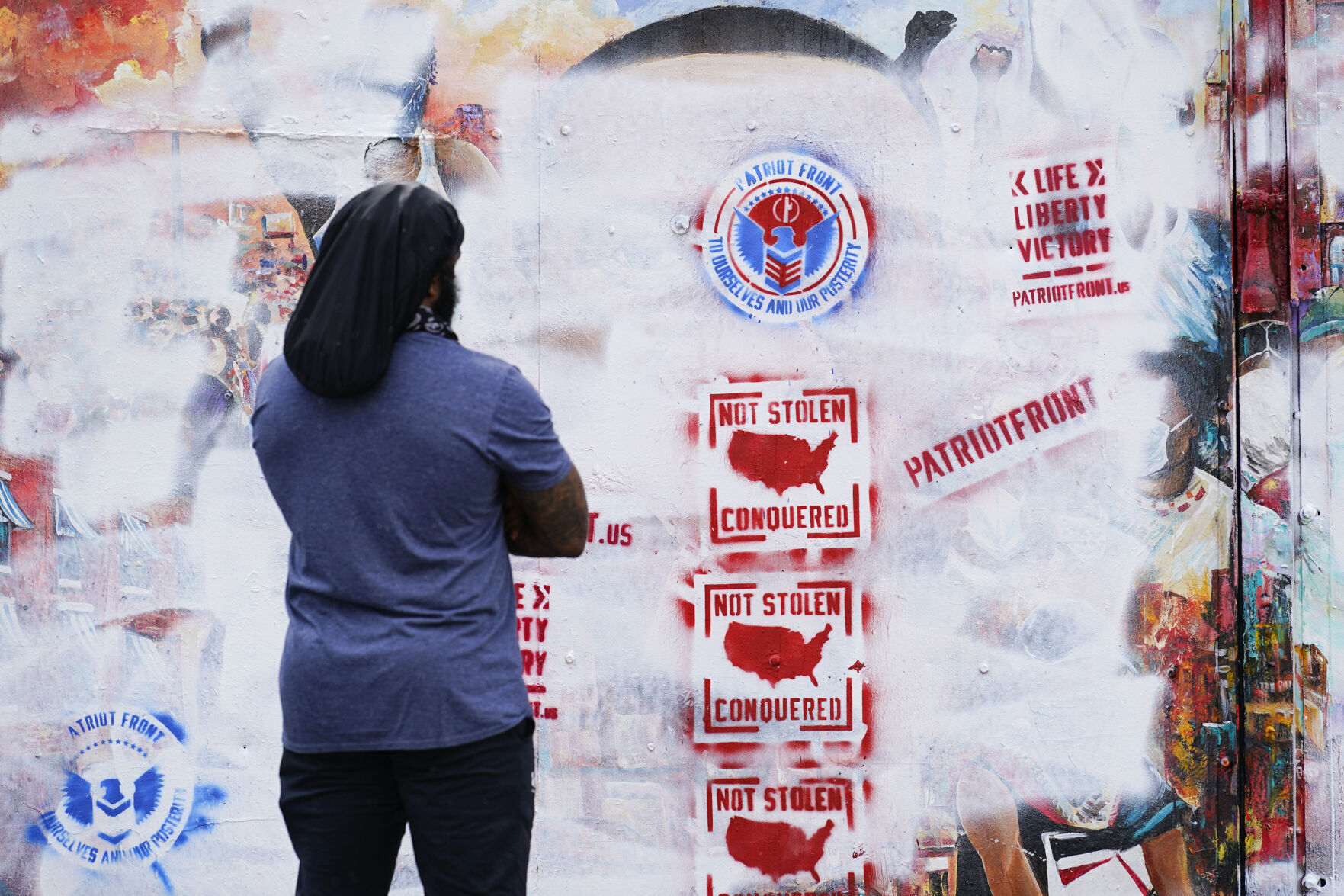APTOPIX George Floyd Mural Vandalism